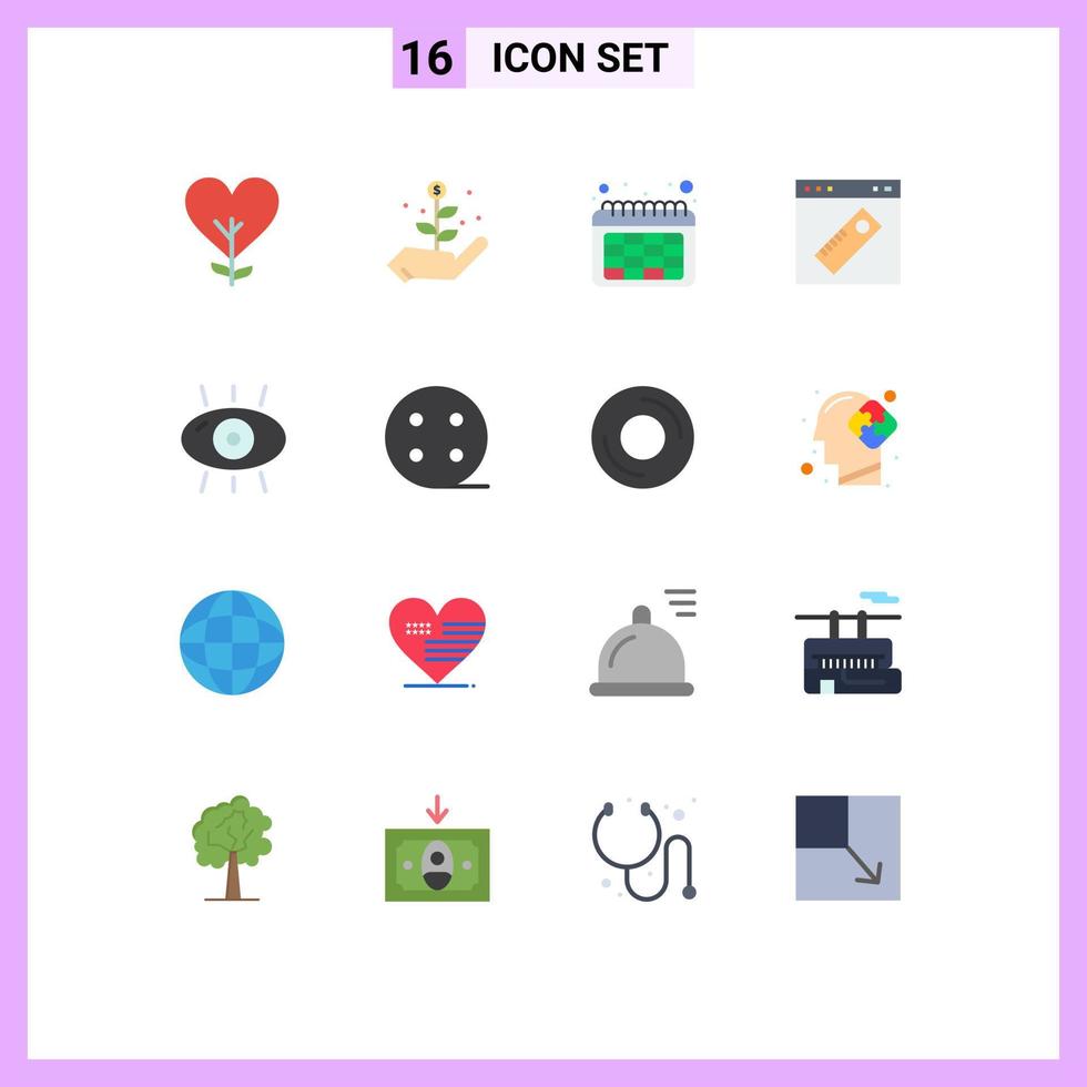 paquete de iconos de vector de stock de 16 signos y símbolos de línea para el calendario del sitio web del ojo página web paquete editable de elementos creativos de diseño de vectores