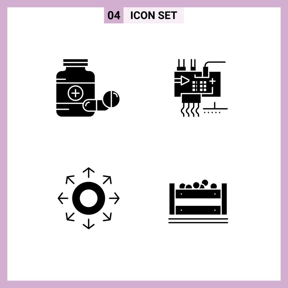 Modern Set of 4 Solid Glyphs and symbols such as medicine parts drugs customize data Editable Vector Design Elements