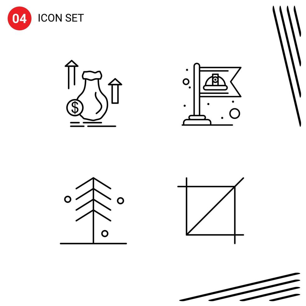 4 iconos creativos signos y símbolos modernos de dinero bosque crecimiento bandera naturaleza elementos de diseño vectorial editables vector