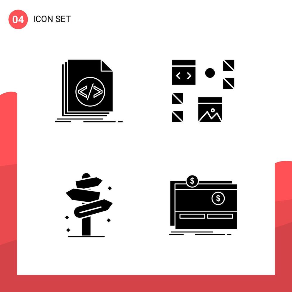 paquete de 4 iconos de glifos universales para medios impresos sobre fondo blanco fondo de vector de icono negro creativo