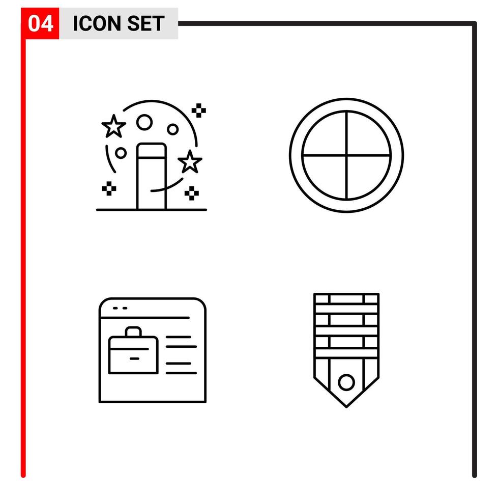 4 General Icons for website design print and mobile apps 4 Outline Symbols Signs Isolated on White Background 4 Icon Pack Creative Black Icon vector background