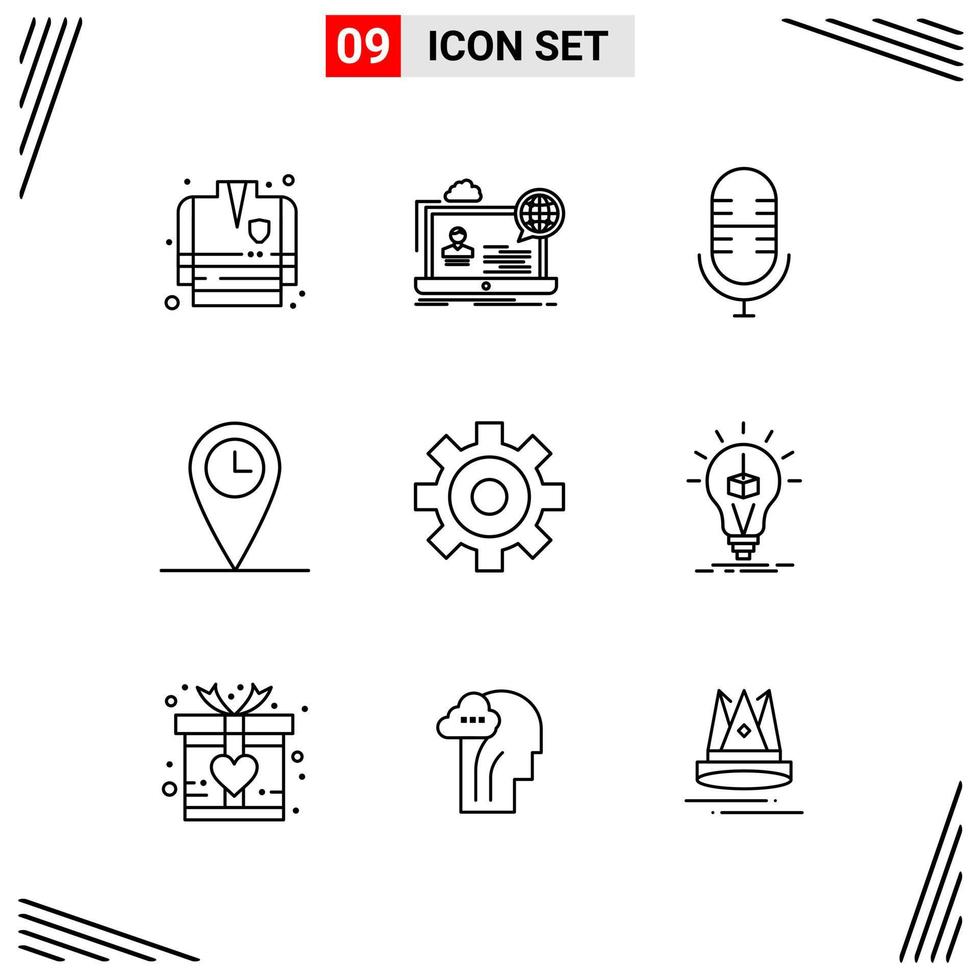 9 Icons Line Style Grid Based Creative Outline Symbols for Website Design Simple Line Icon Signs Isolated on White Background 9 Icon Set Creative Black Icon vector background