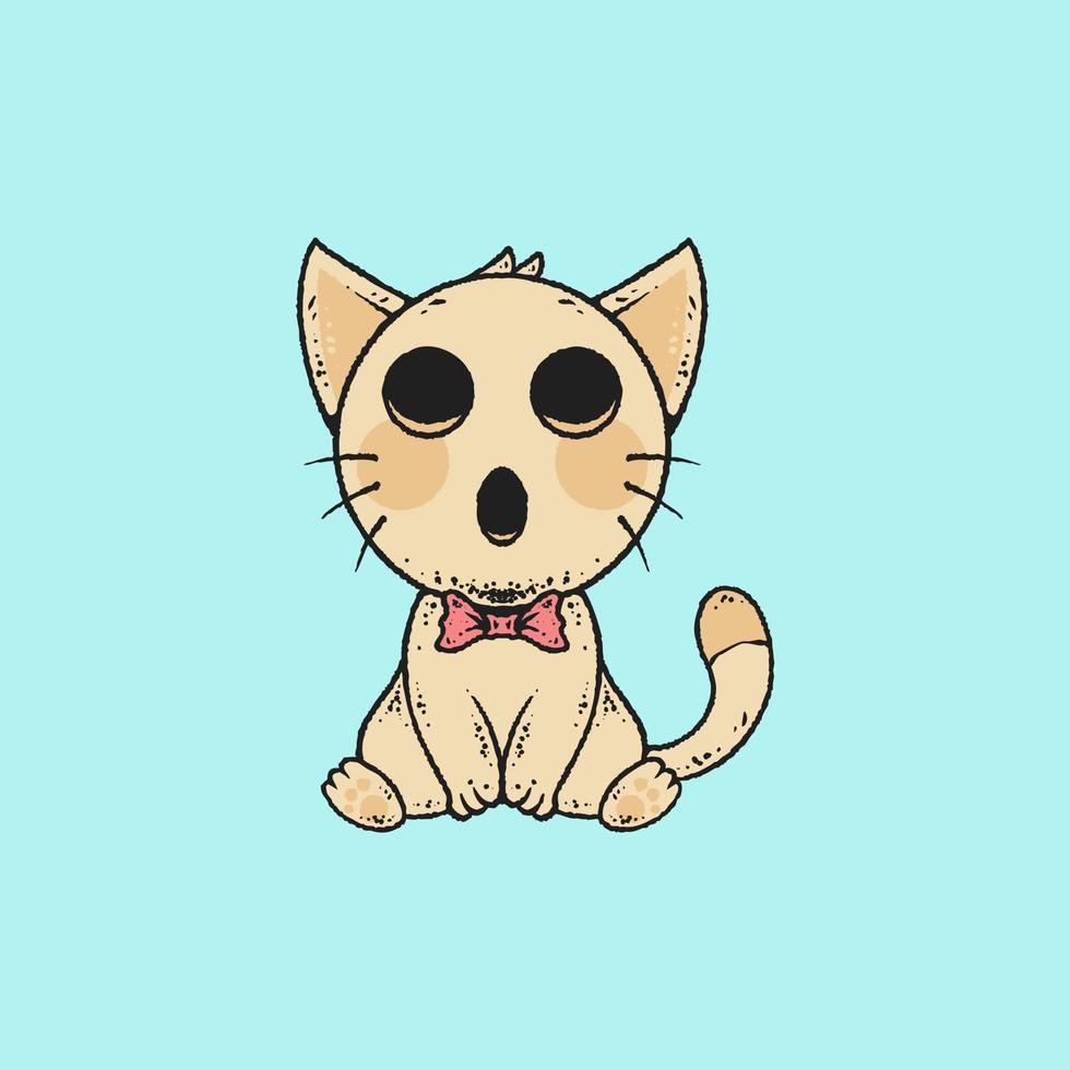 Cute cat with bow tie vintage illustration vector