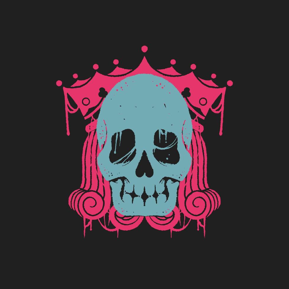 80s skull in crown vector