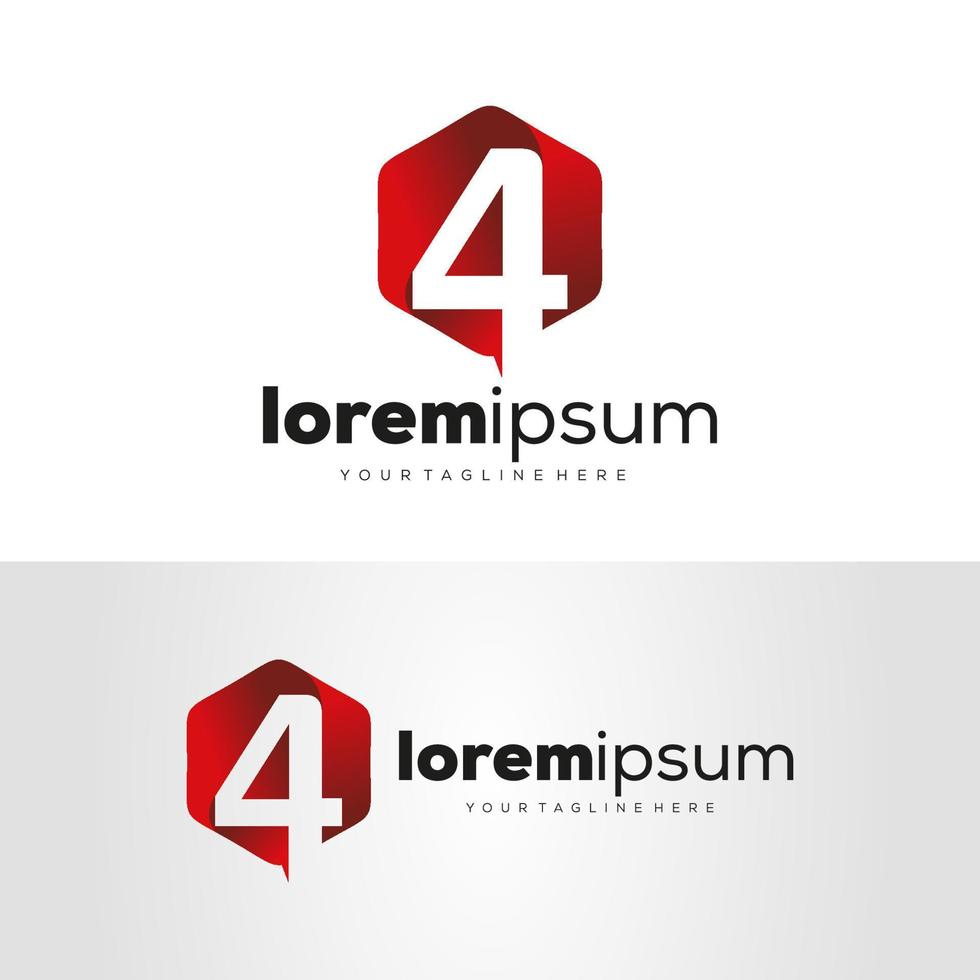 number 4 hexagon logo design template vector