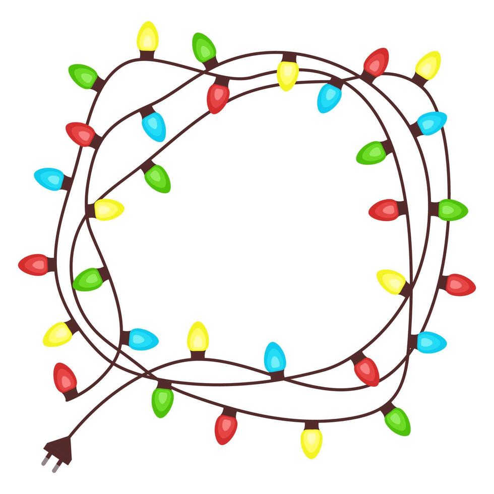 Vector Christmas garland with colorful lights. Isolated cartoon decor for Christmas tree on white background