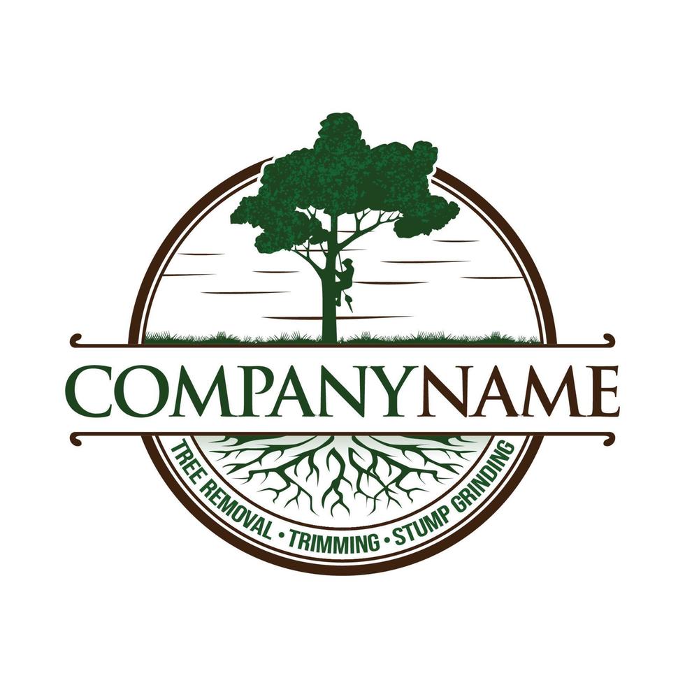 Tree service vintage logo design on white background vector