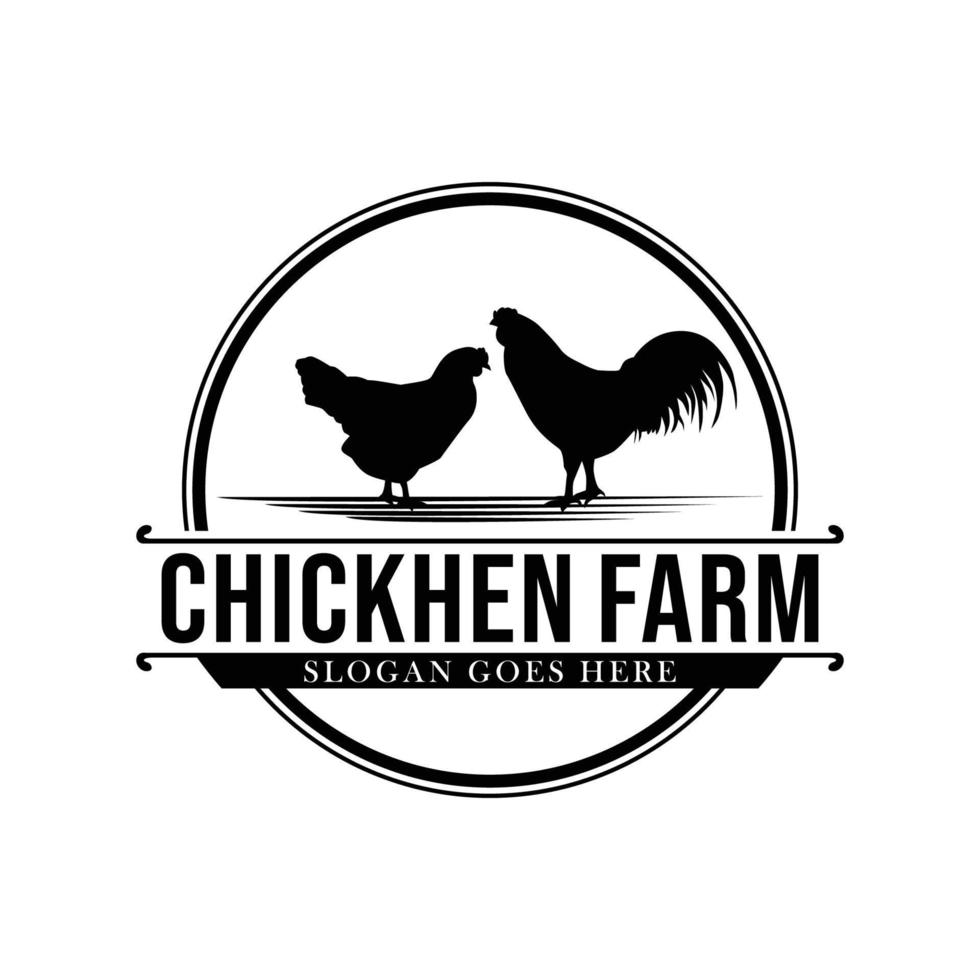 Chicken farm logo vector. Cattle farm logo vector