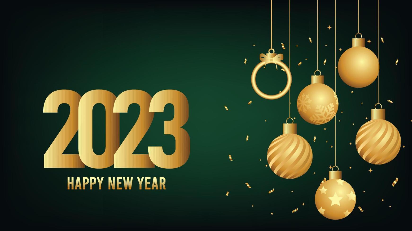 2023 feliz año nuevo publicación en redes sociales o plantilla promocional con decoración navideña vector