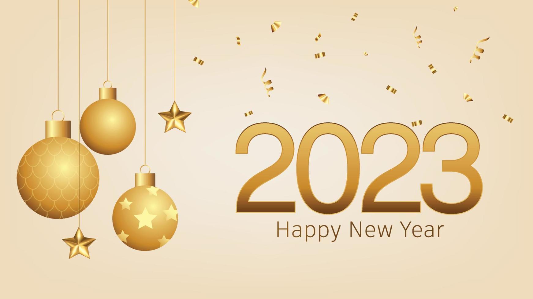 2023 feliz año nuevo publicación en redes sociales o plantilla promocional con decoración navideña vector