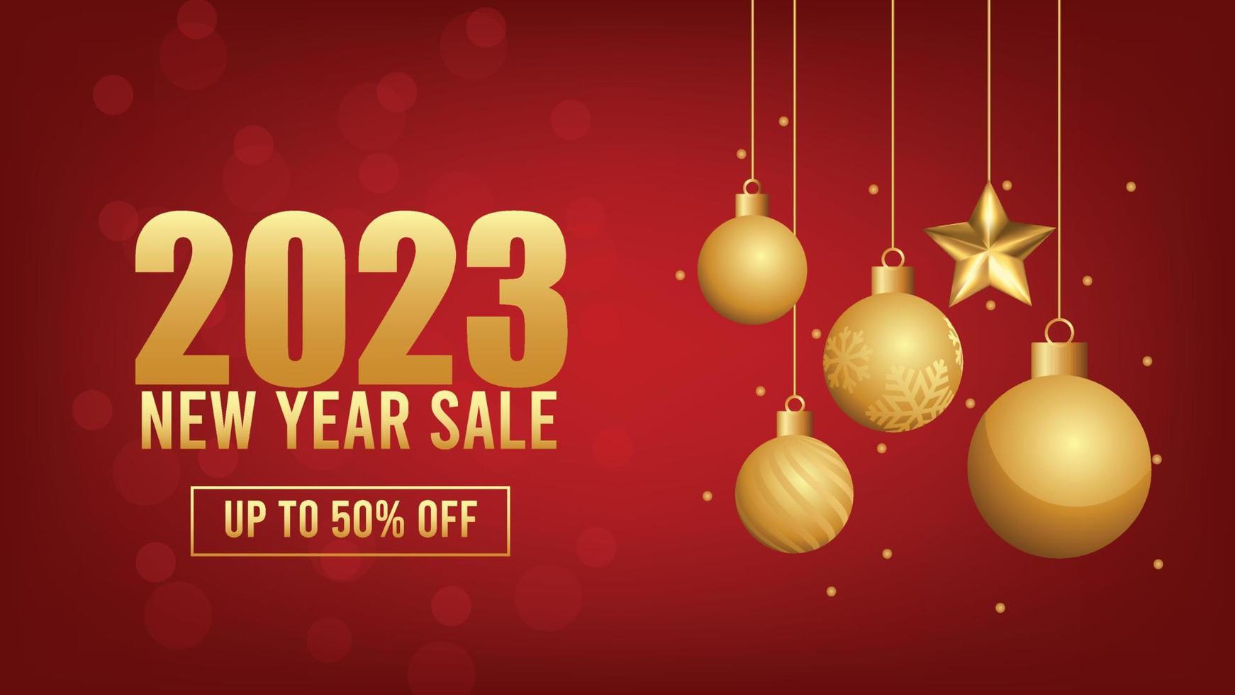 2023 New year sale social media post or promotional Template with christmas decoration vector