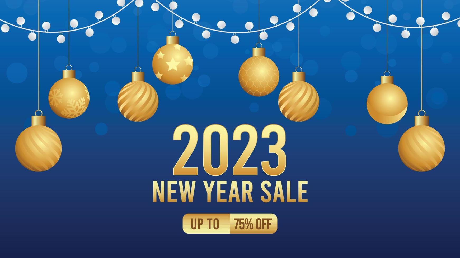 2023 New year sale social media post or promotional Template with christmas decoration vector