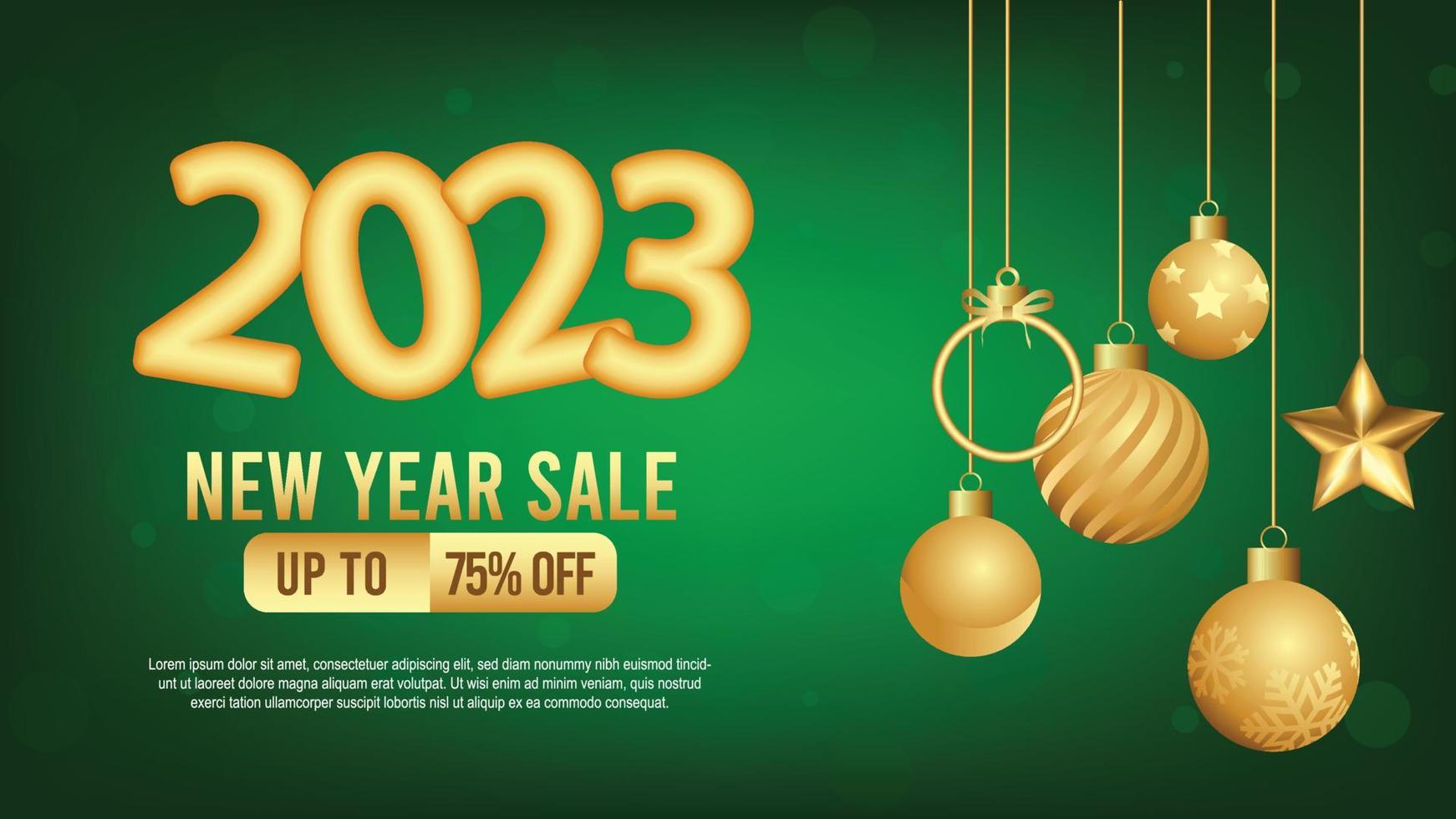 2023 venta de año nuevo publicación en redes sociales o plantilla promocional con decoración navideña vector