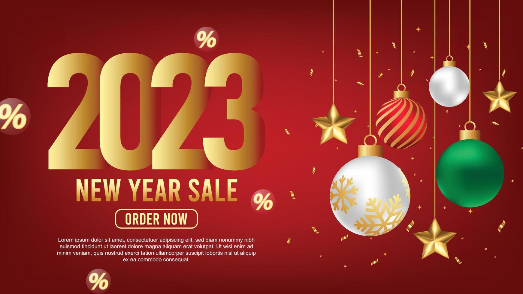 2023 Happy New year social media post or promotional Template with Christmas decoration vector