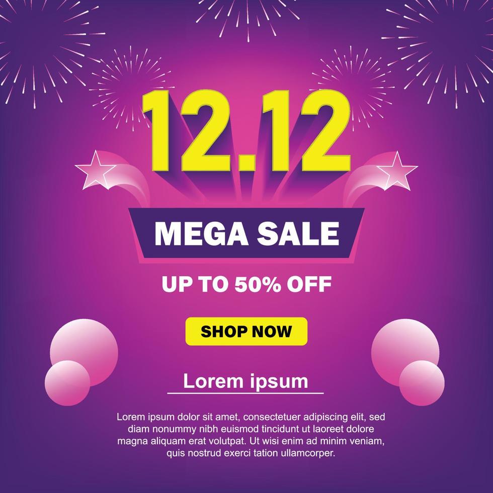 12.12 mega sale banner template with colorful background vector