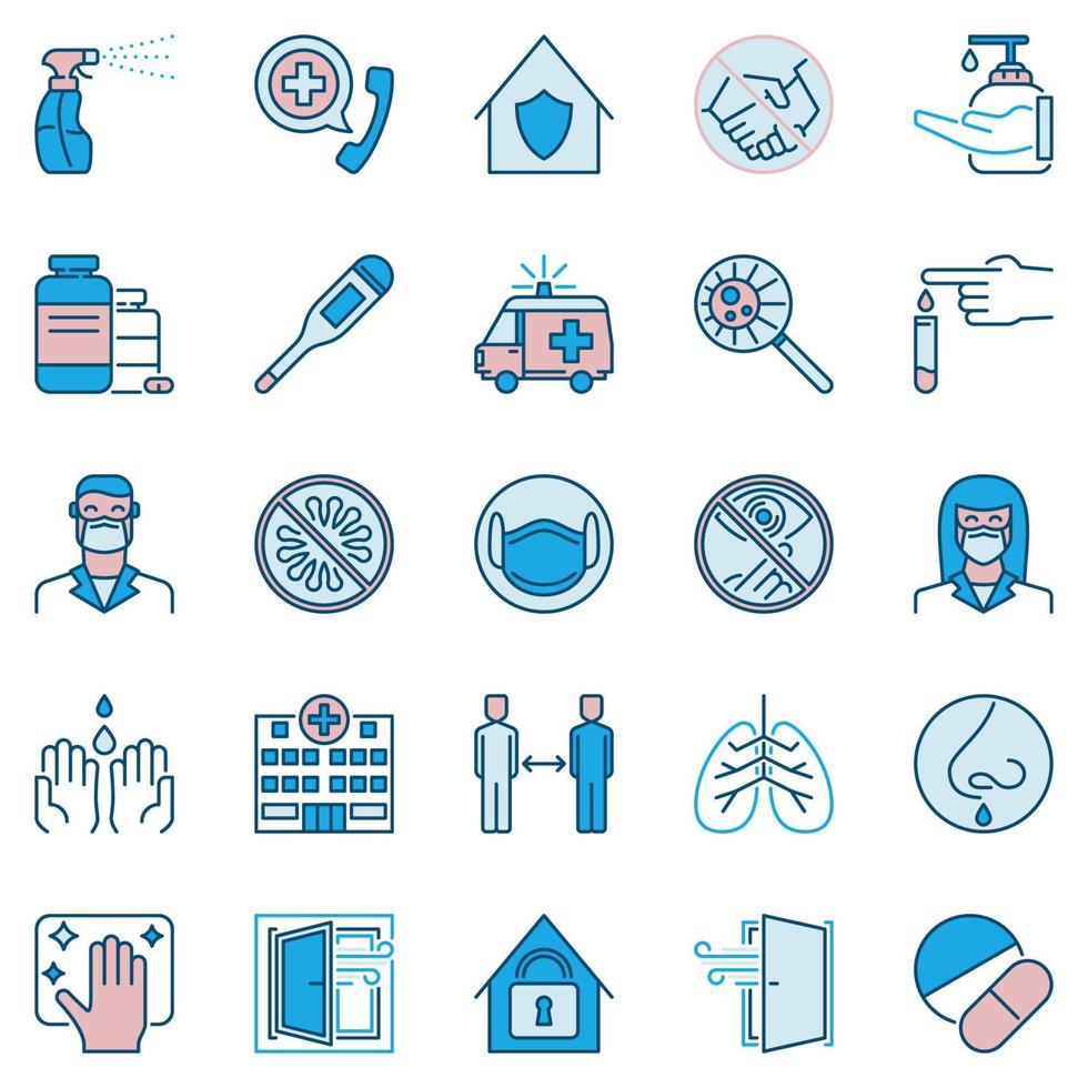 Coronavirus Virus Prevention icons set or design elements vector