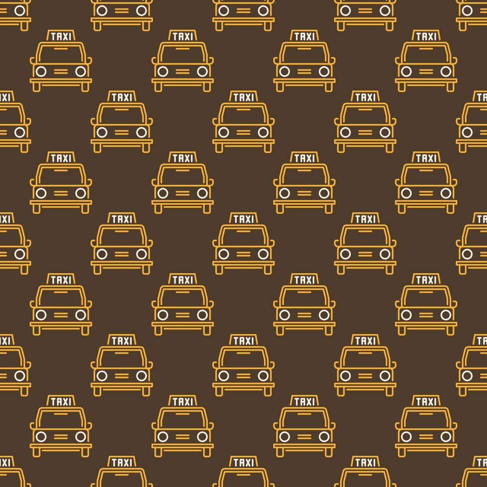 Vector Taxi retro car seamless pattern in thin line style