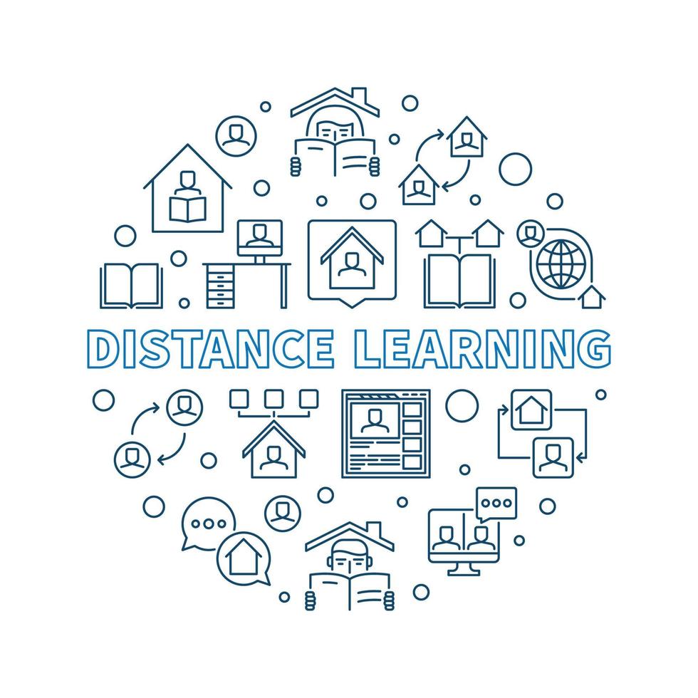 concepto de vector de aprendizaje a distancia ilustración lineal redonda