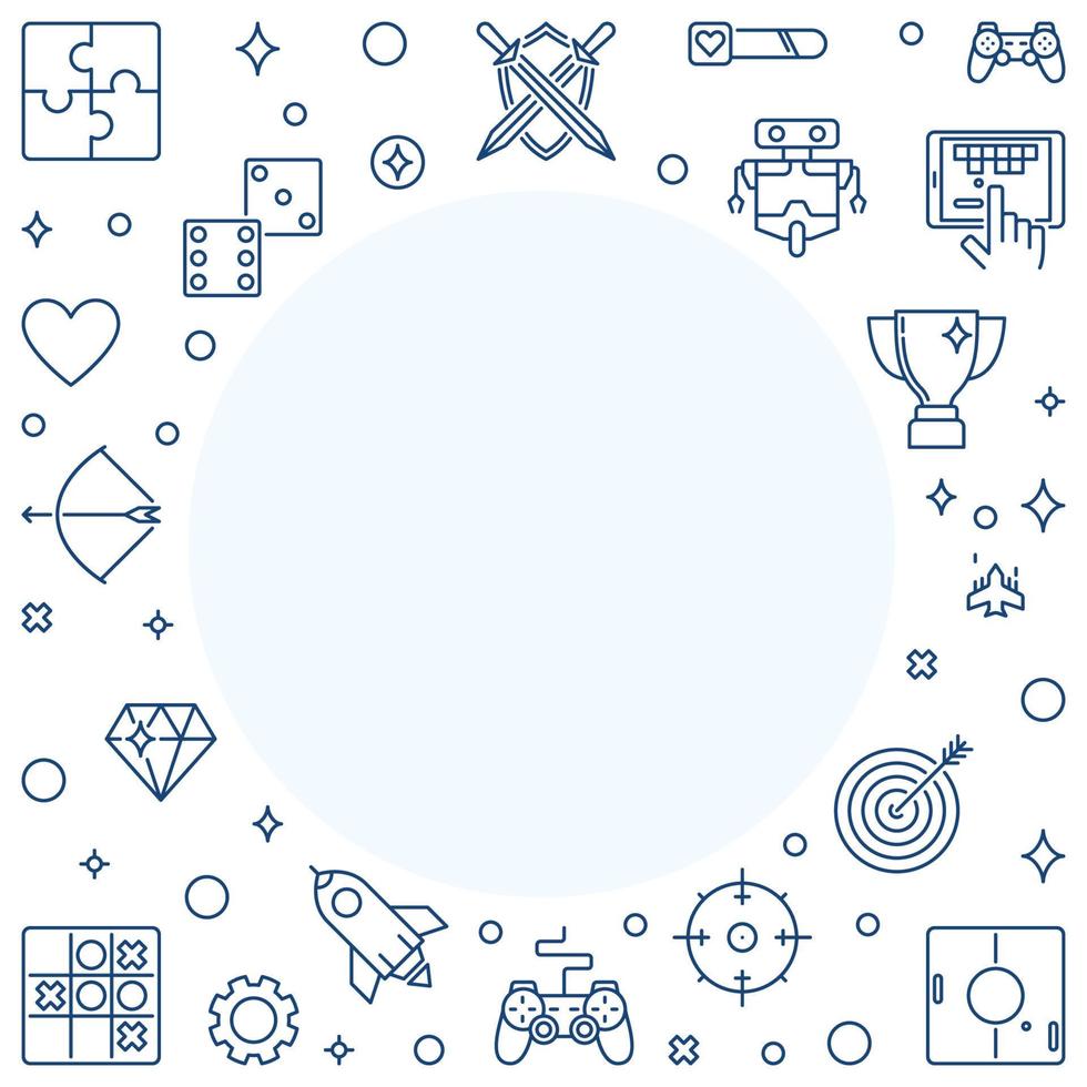 Gamer vector concept frame in thin line style