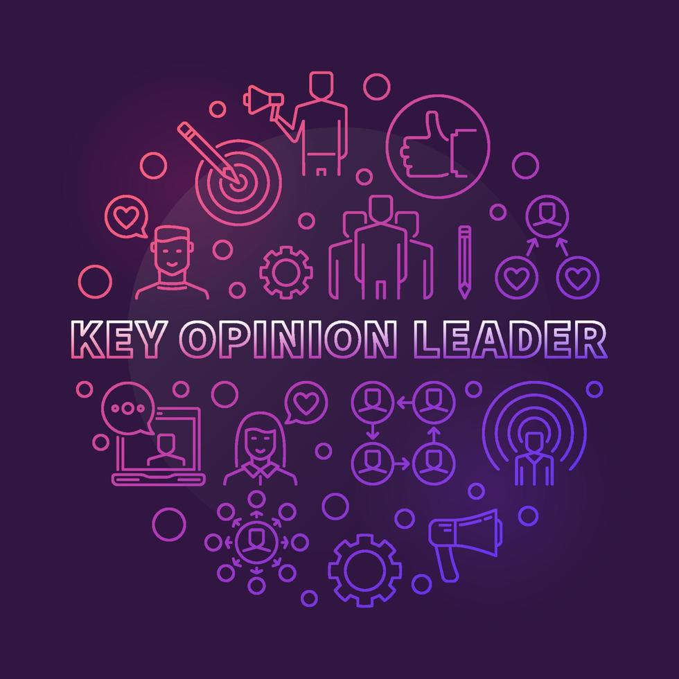 Key Opinion Leader vector round colorful outline illustration