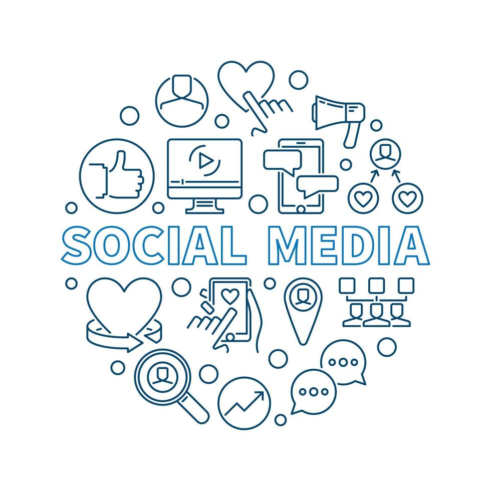 Social Media vector round concept thin line illustration