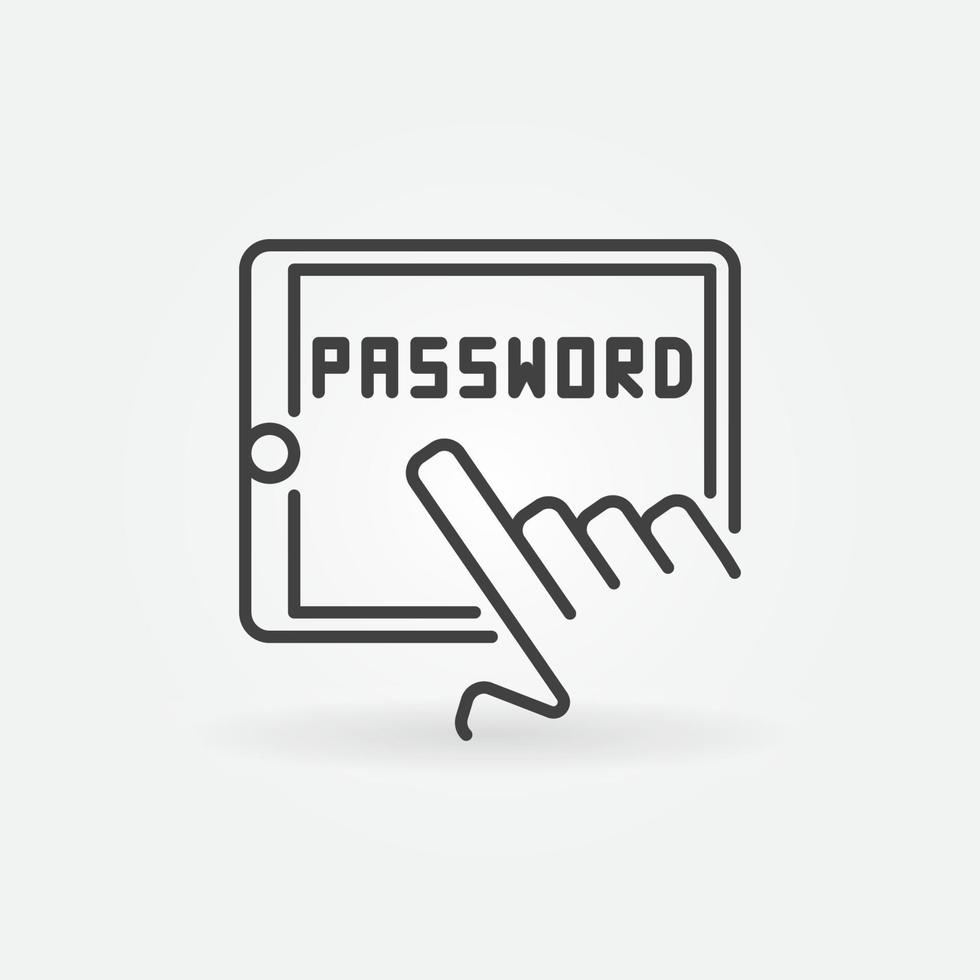 Hand and Tablet with Password vector icon in thin line style