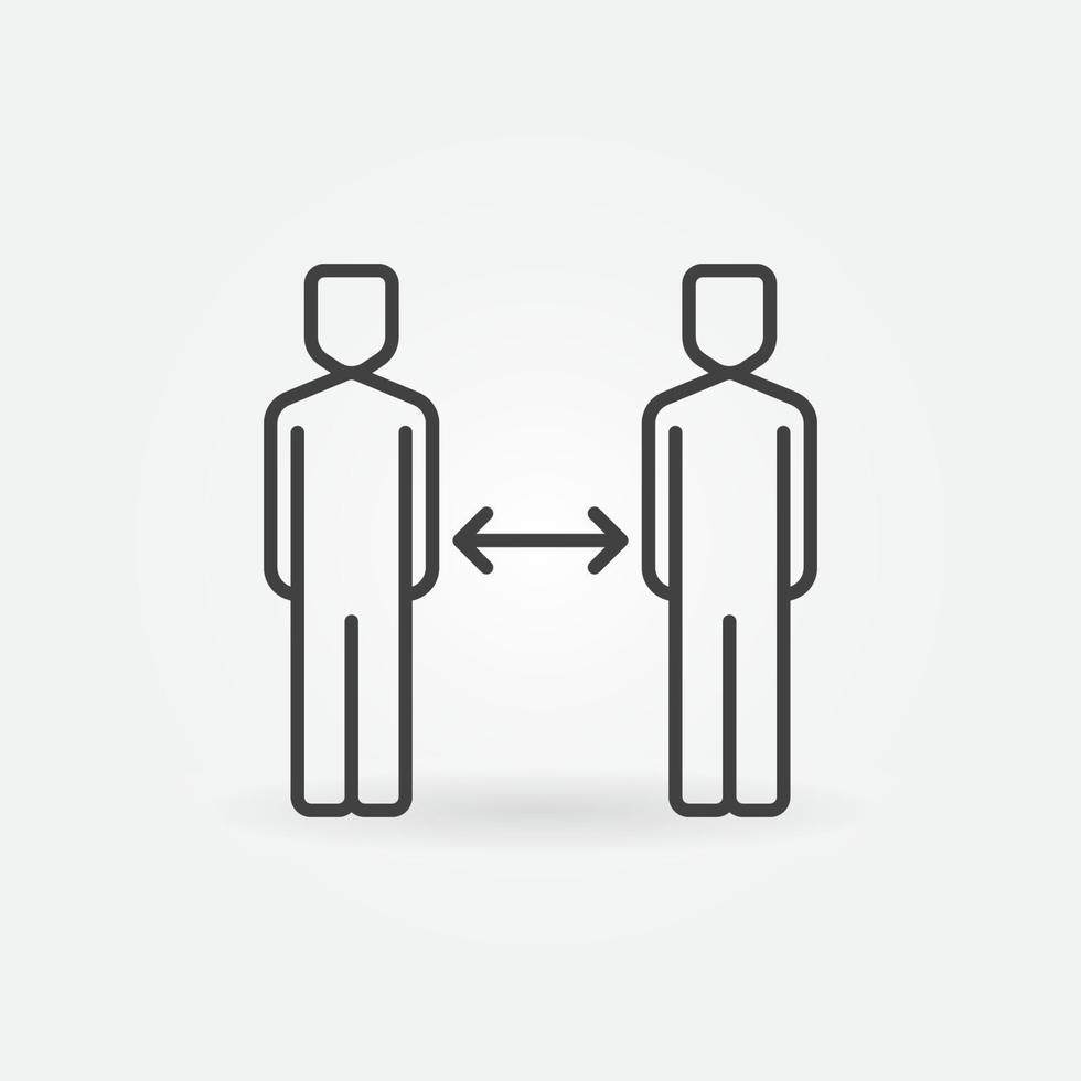 Distance Between People linear icon. Vector Distancing symbol