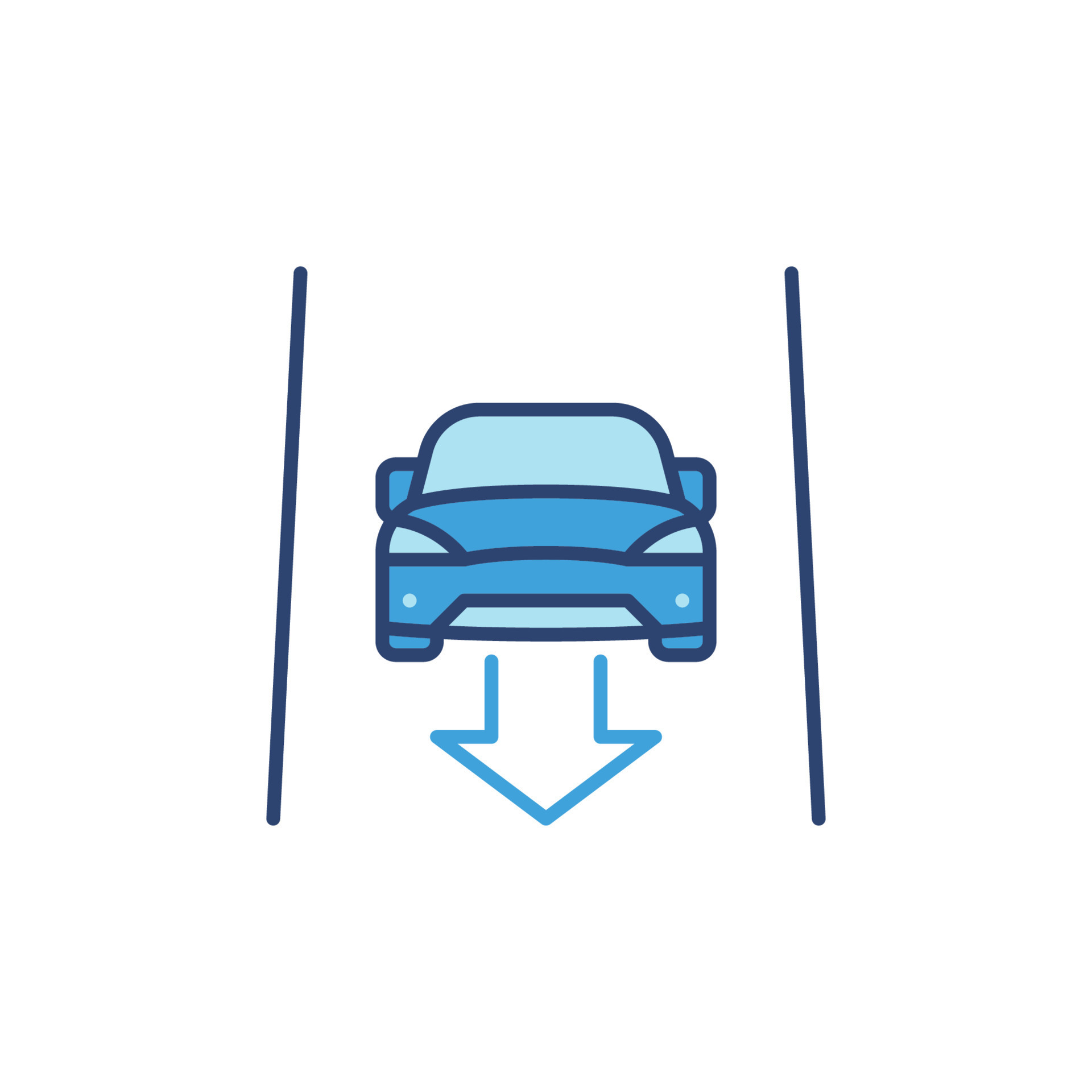Driverless Car with Arrow on the Street vector blue icon 14761682