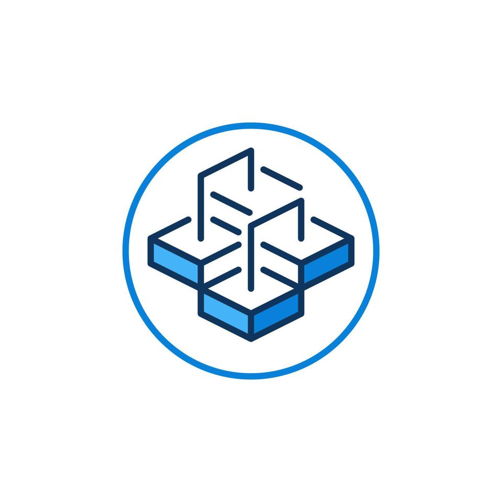 Cryptocurrency Block Chain in circle vector concept blue icon or sign