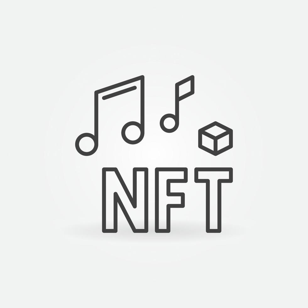 icono de línea de concepto de vector nft de audio o símbolo de token de música no fungible