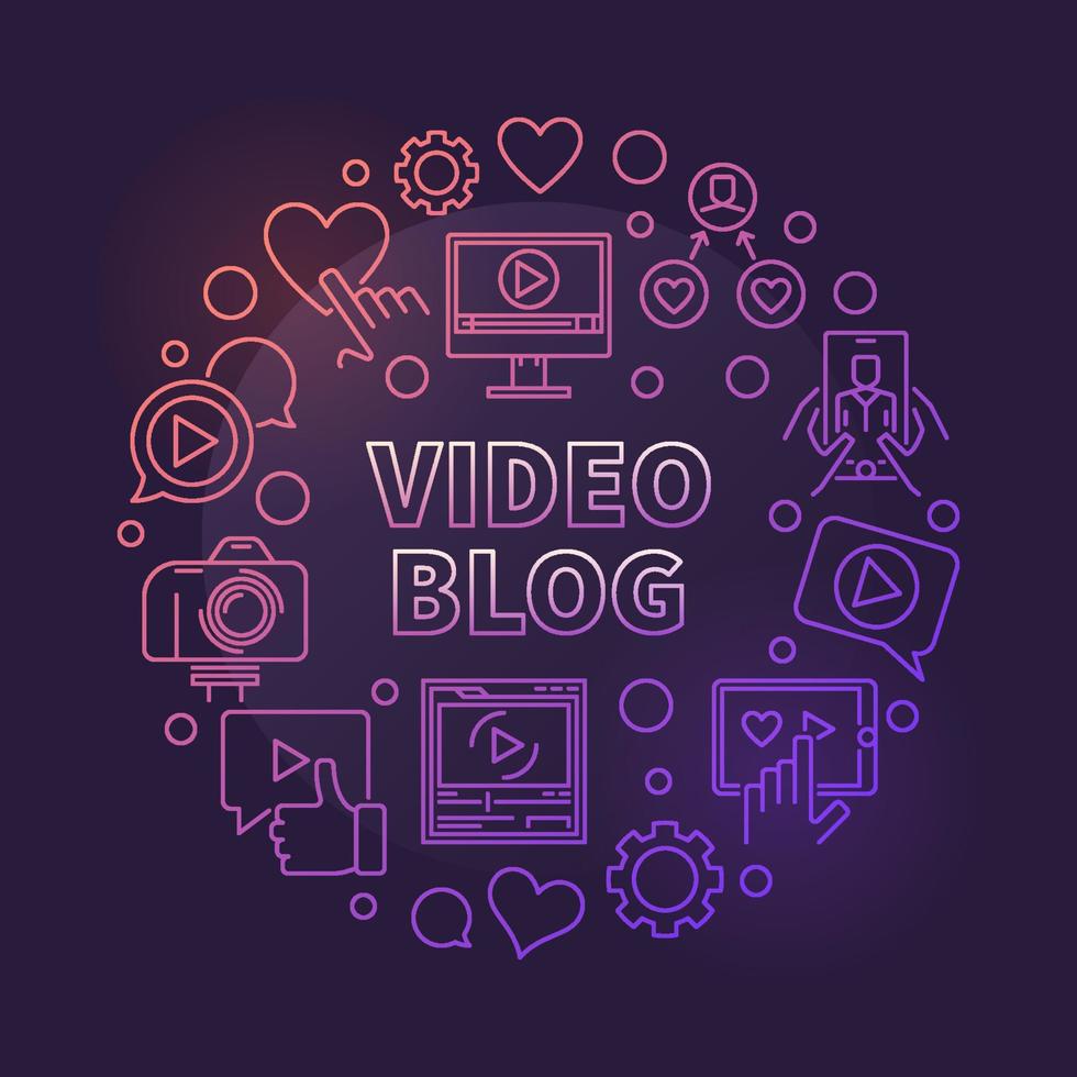 Video Blog vector circular concept colorful linear illustration