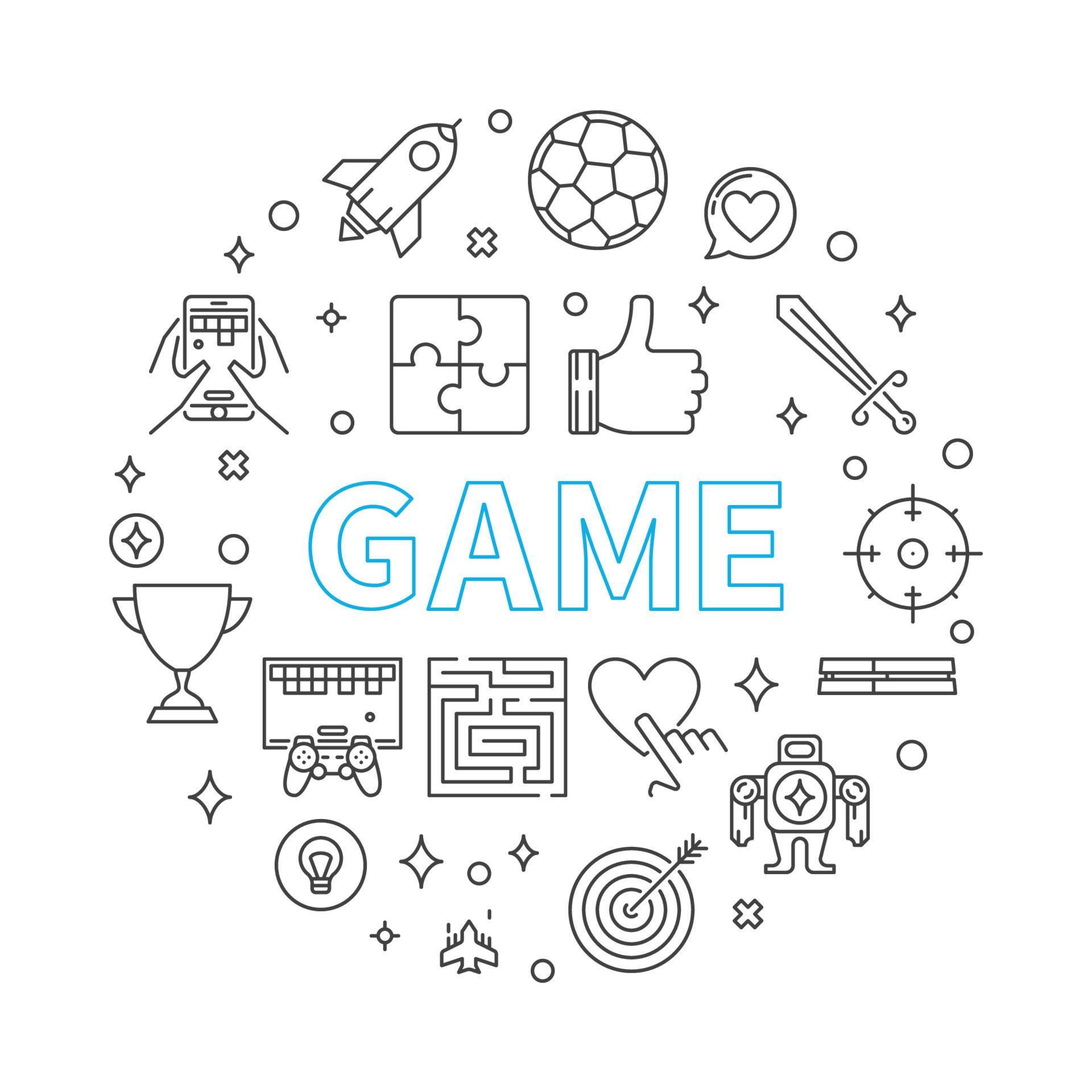 Game vector round concept illustration in thin line style 14761714
