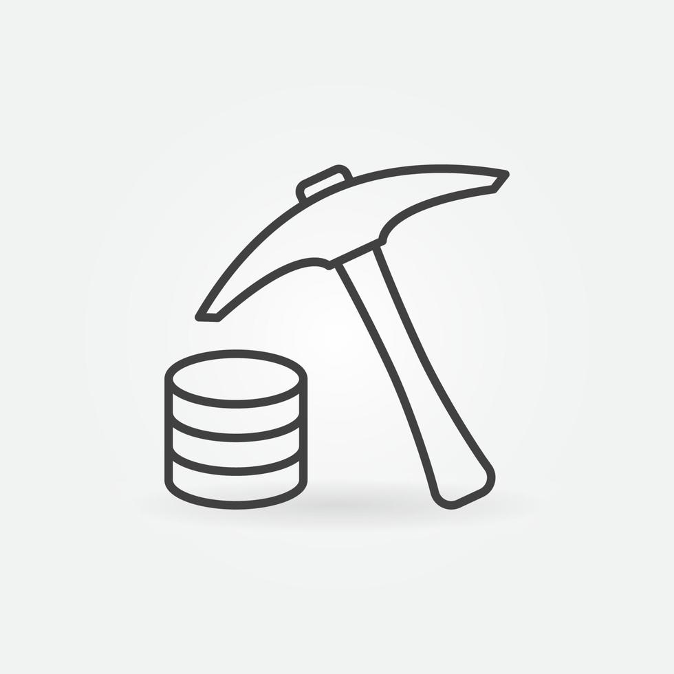 Pickaxe with Data linear icon. Mining vector concept sign