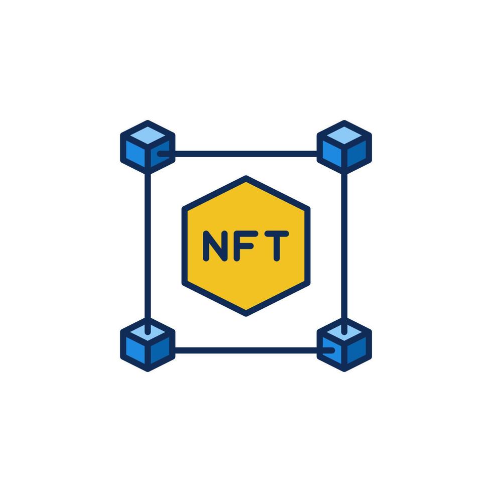 NFT Block-chain vector concept Non-Fungible Token colored icon