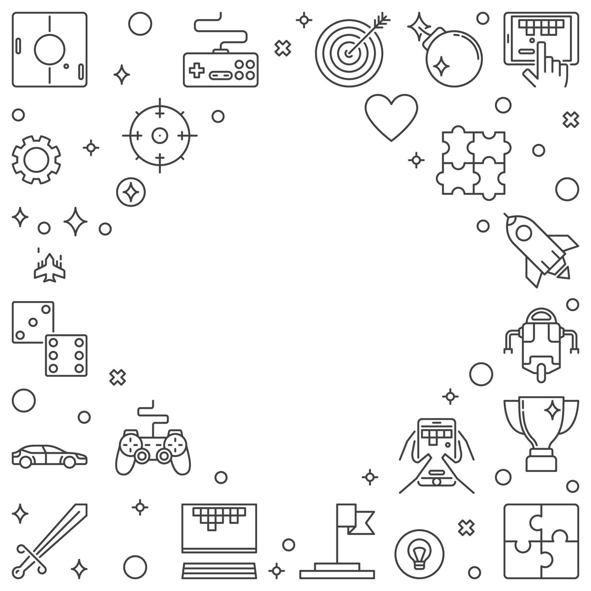Games vector frame or illustration in outline style 14761780 Vector Art