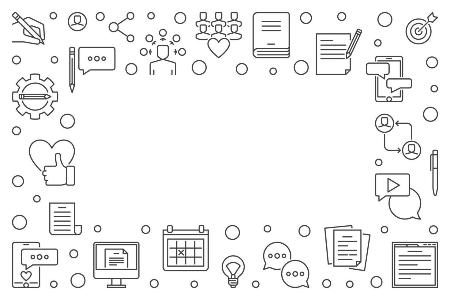 Content vector concept outline illustration or horizontal frame