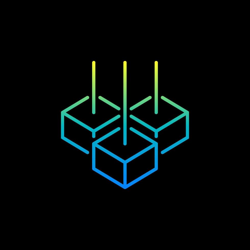 Block-Chain vector colored icon. Blockchain Crypto symbol with three blocks