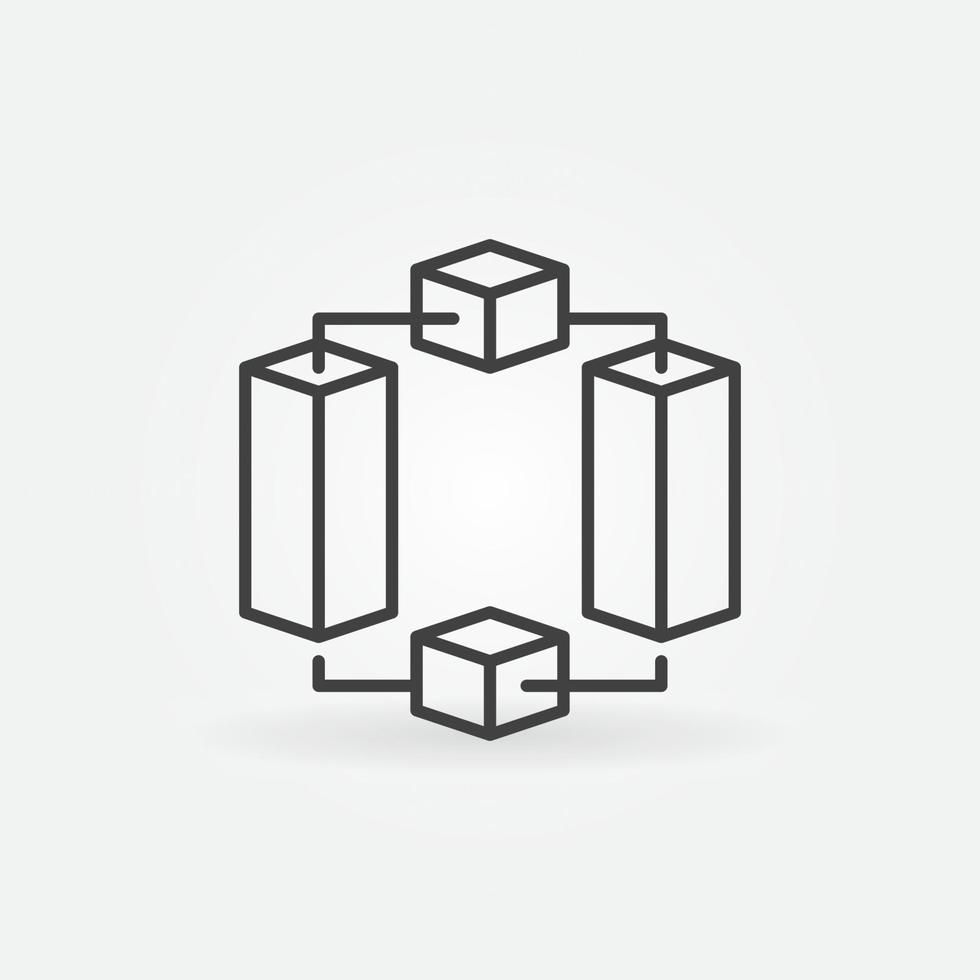 Blockchain Blocks vector thin line concept icon or linear sign
