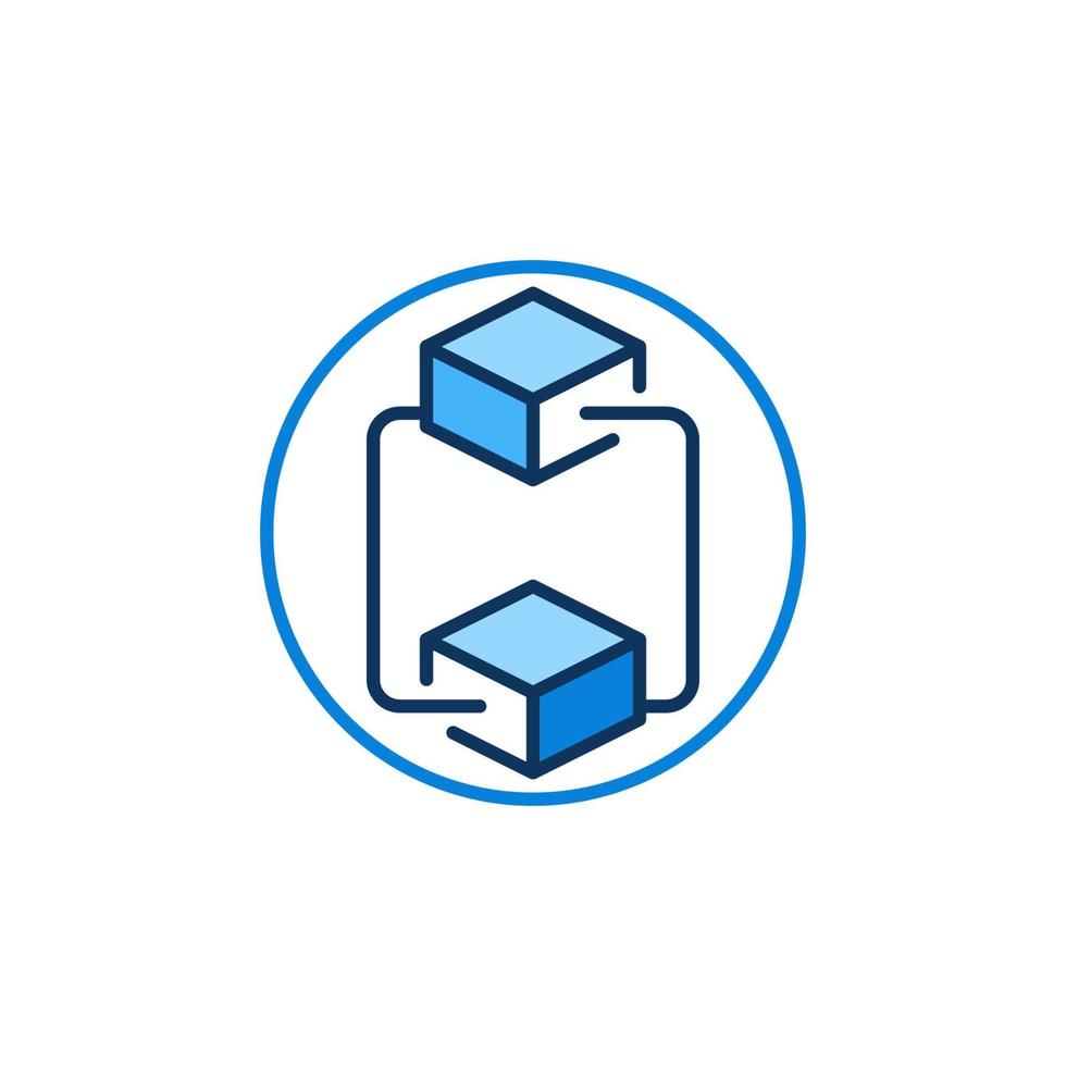 tecnología de criptomoneda blockchain geométrica en concepto de vector circular icono azul