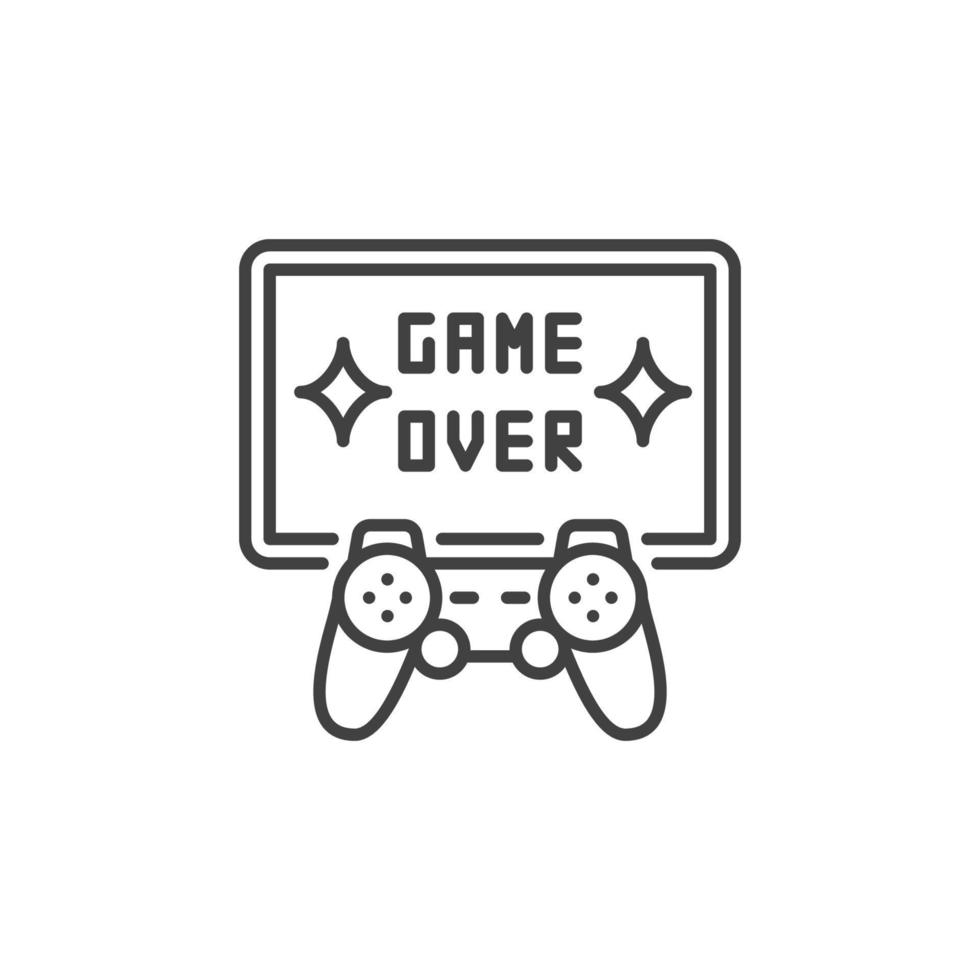 Game Over vector concept icon. Gamepad with TV symbol