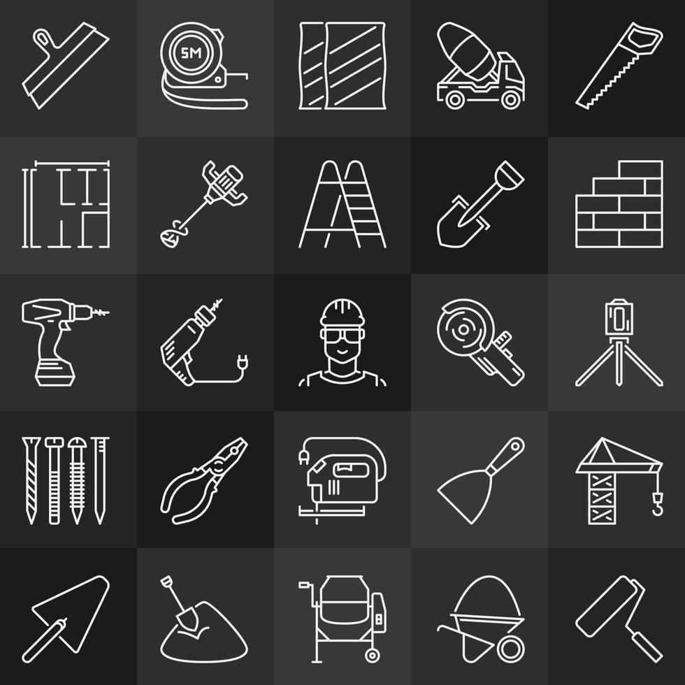 Construction minimal outline icons. Vector Building signs