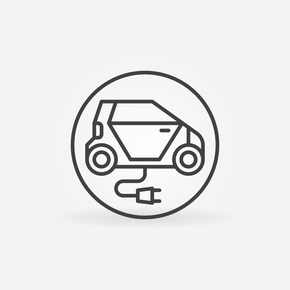 EV with Plug vector concept round line icon