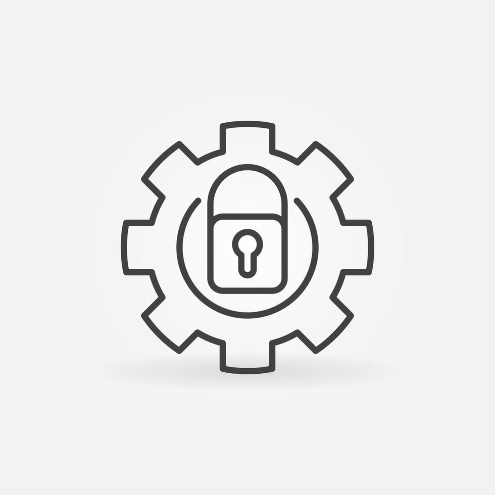 Gear with Padlock vector concept icon in outline style