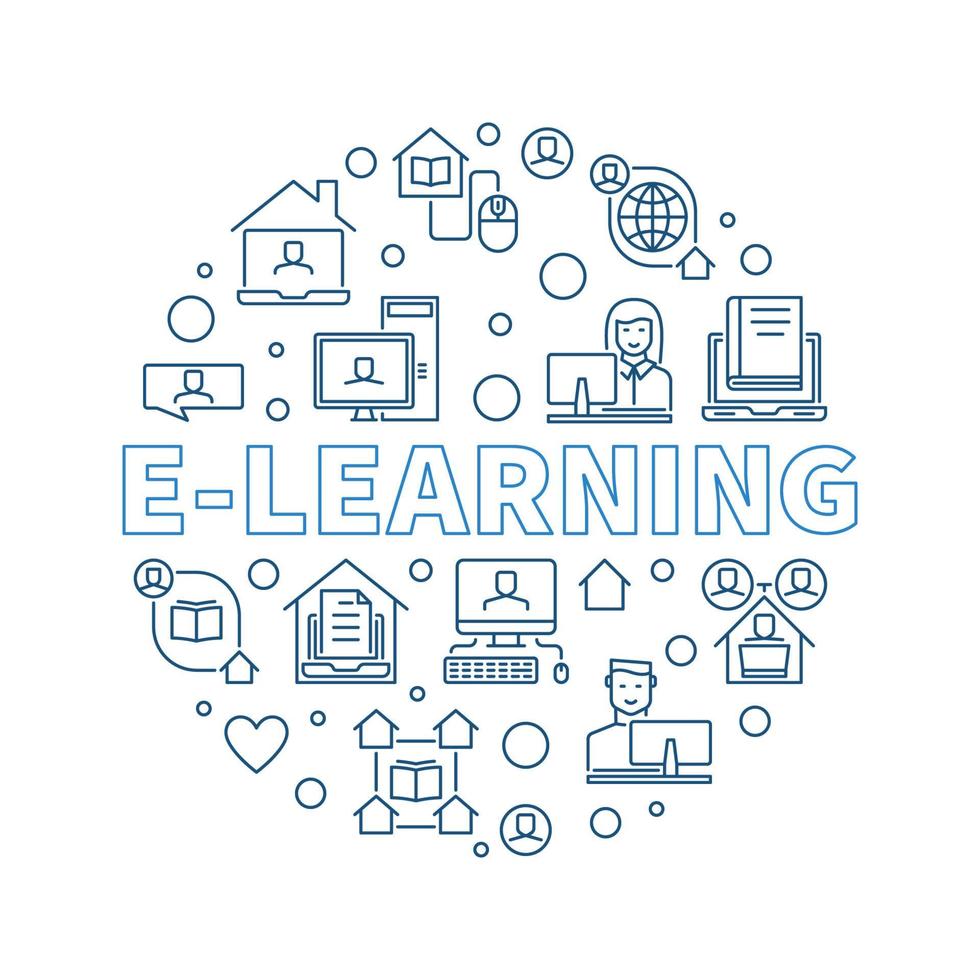 E-Learning outline vector concept round illustration