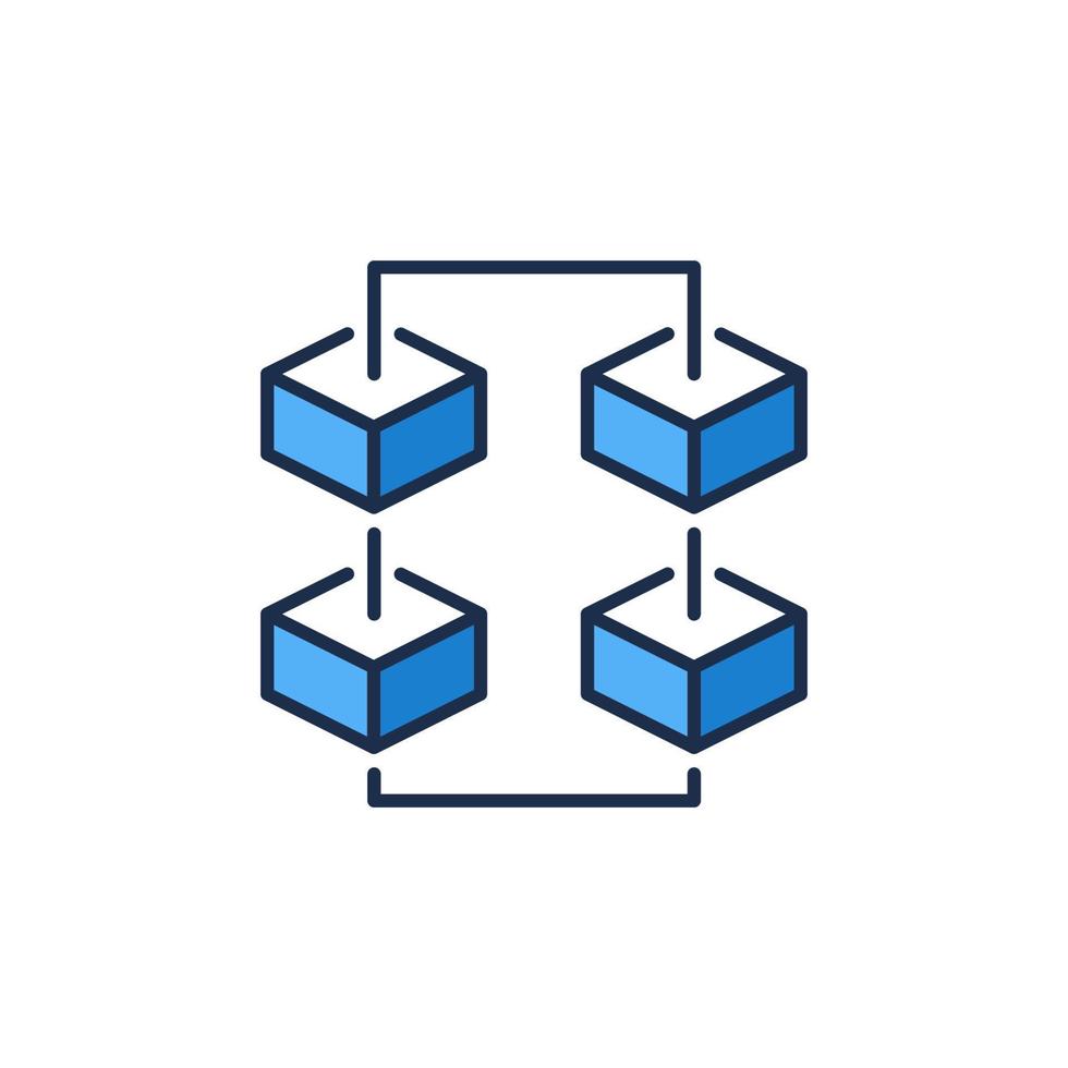 Blockchain with Four Blocks vector concept blue icon or sign