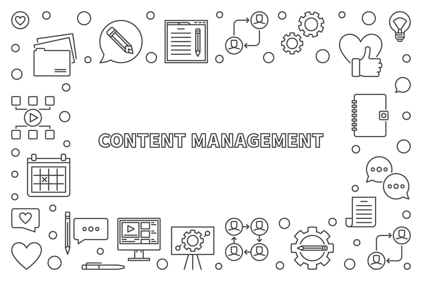 Content Management vector concept thin line minimal frame