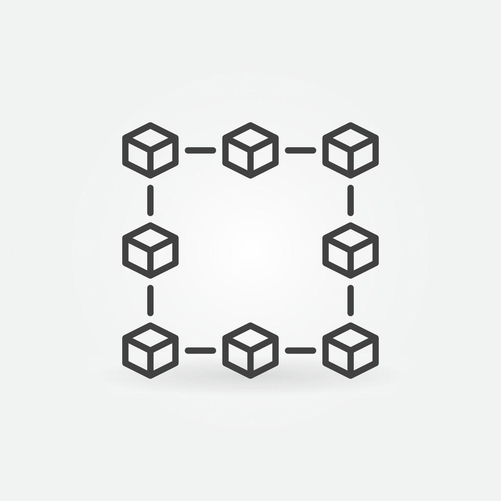 Block Chain vector concept thin line icon. Cryptocurrency abstract sign