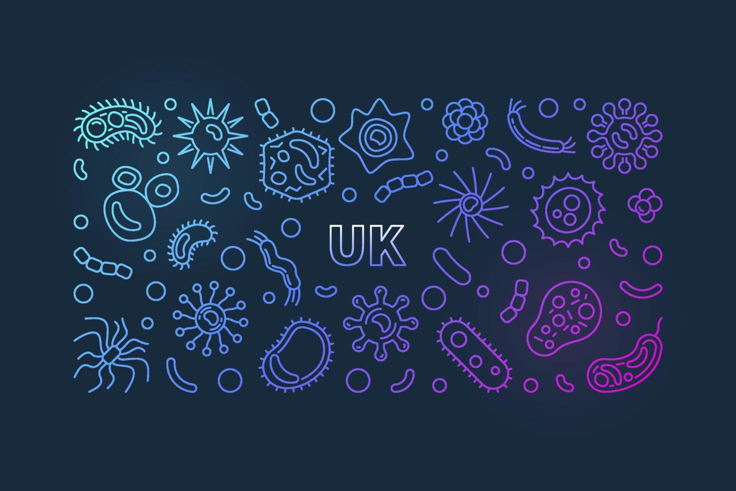 Coronavirus Disease in UK vector colorful line horizontal banner
