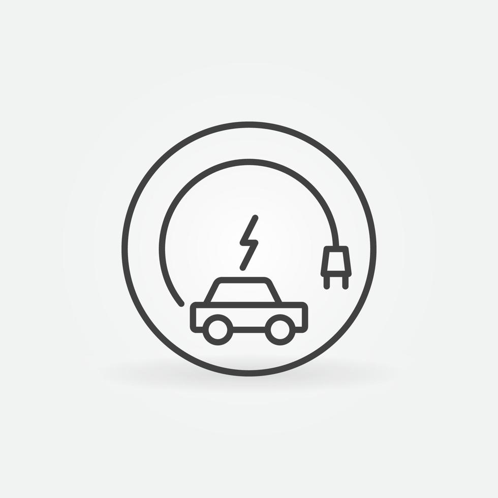 EV with Charging Plug vector concept round line icon