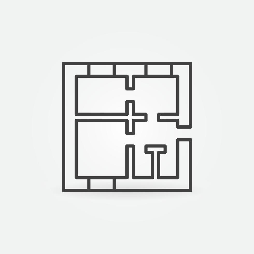 icono de concepto de plano de planta de casa vectorial en estilo de línea delgada vector